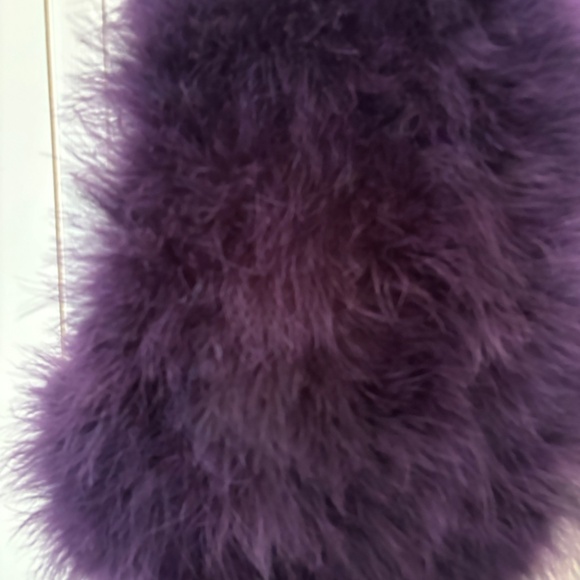 Purple Maribou Feather Open Crop Bolero Jacket size Large - Picture 9 of 9